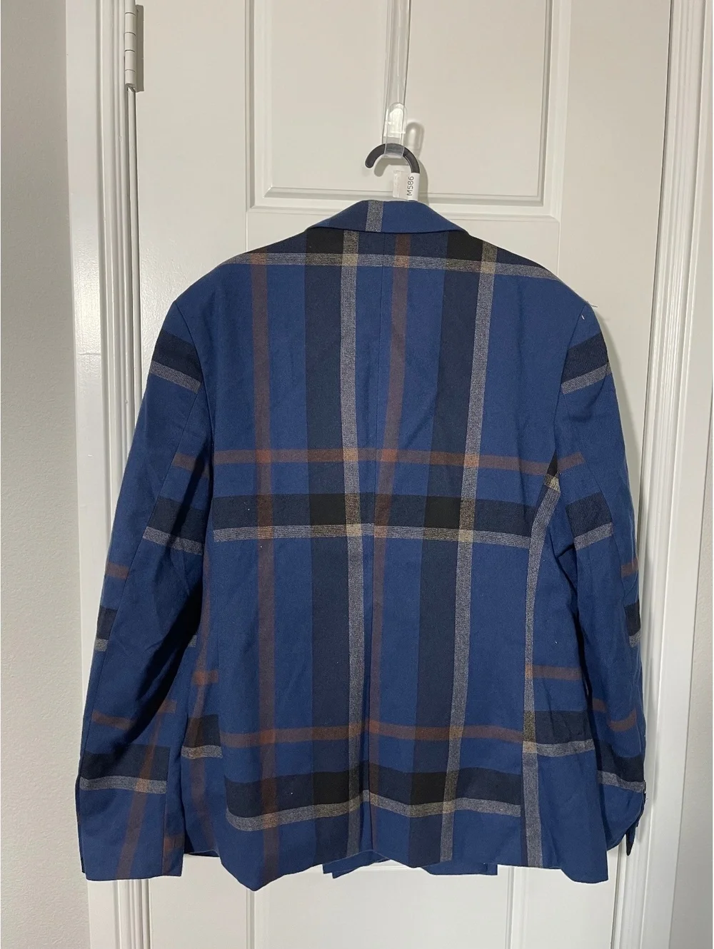 Mage Male Suits for Men Size LG Navy Blue Plaid 3 Pieces M586